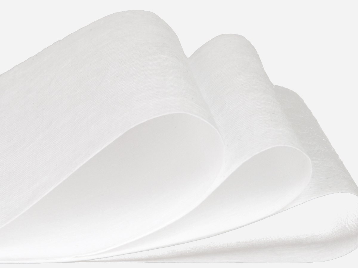 Close view of folded medical meltblown filter media