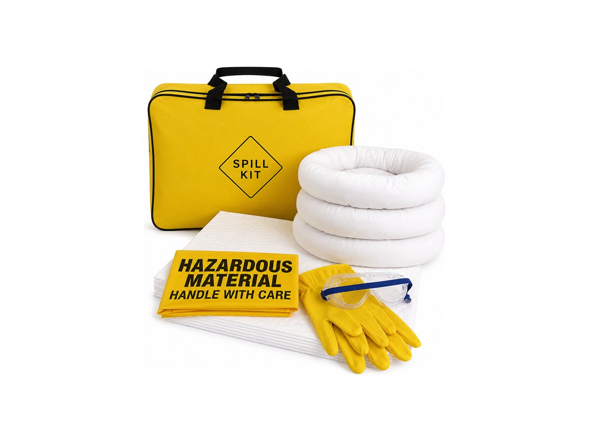 GreenStrength spill kit: yellow carry bag, socks, pads, gloves and goggles
